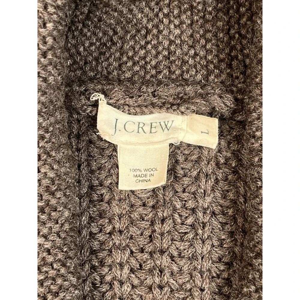 J. Crew Cardigan Hand Knit Wool Brown Fishermen Chunky Cable Knit Sweater‎ Large